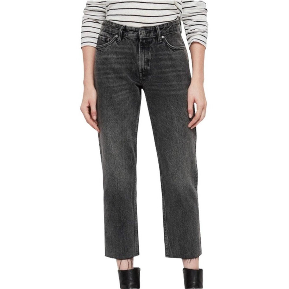 AllSaints - Black Ava Straight Raw Edge Jeans - 26W - EUC